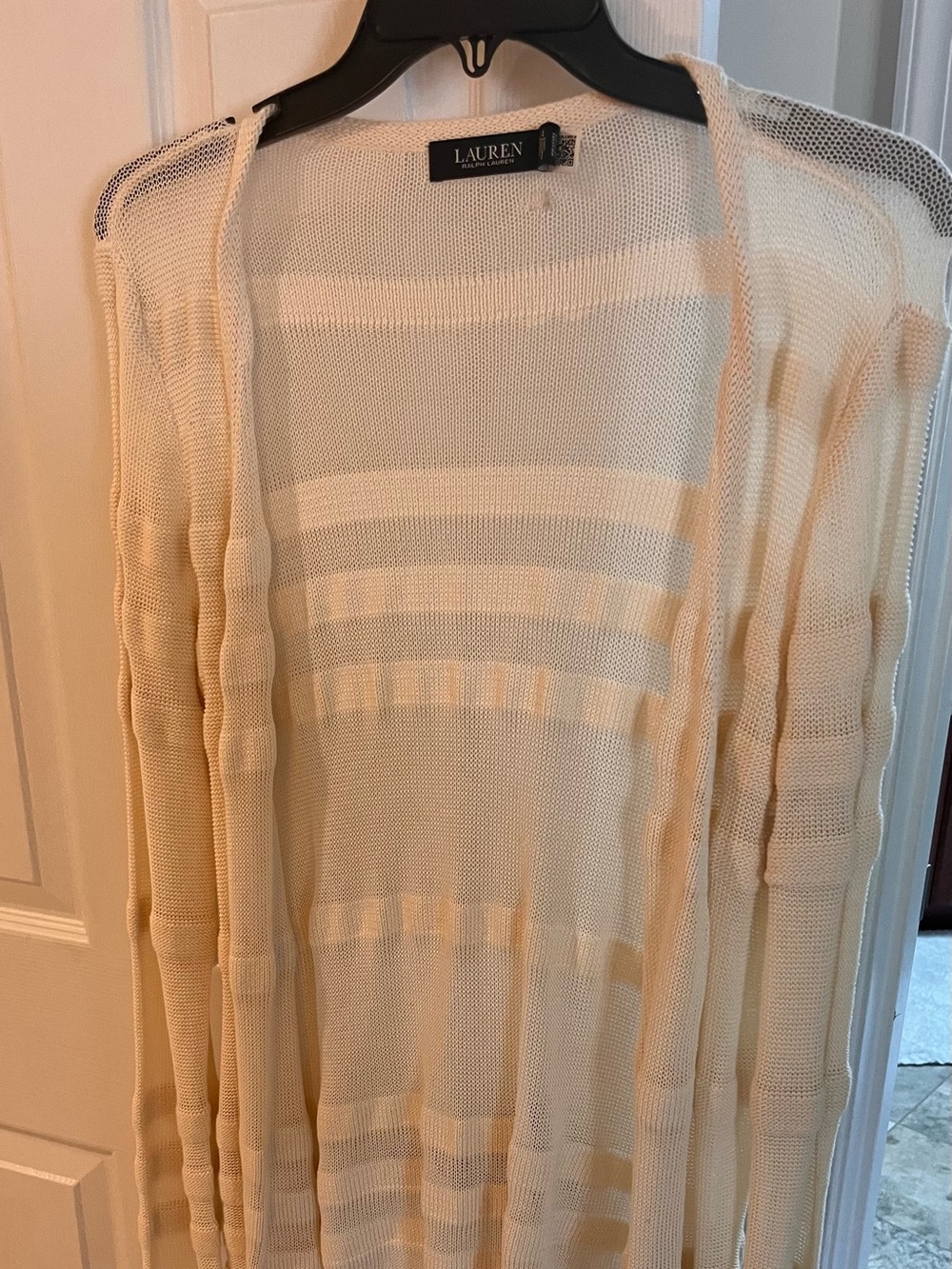 Ralph Lauren Cream Open Knit Long Cardigan